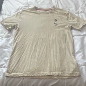 Men's Cream T-Shirt with Rose Embroidery